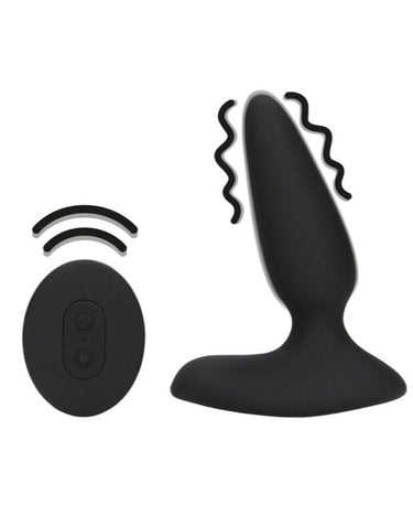 Smooth Vibrating Anal Plug with Remote Control Black